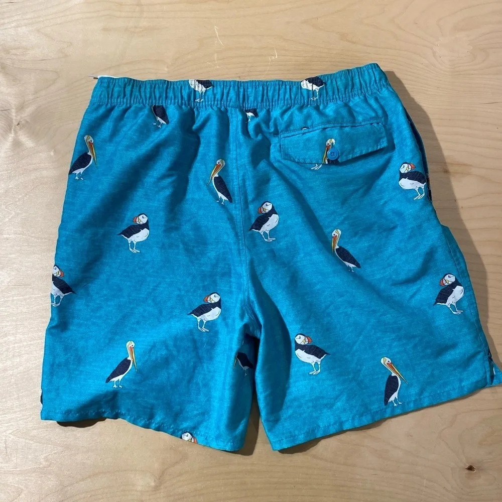 Old Navy Teal Puffin Print Swim Trunks XL (EX)